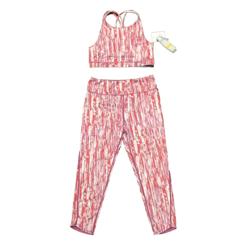 Zella Girls 10/12 Athletic Top Crop Leggings 14/16 Purple Opera 2 piece set